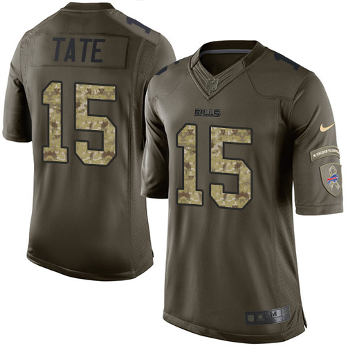 Men's Elite Brandon Tate Nike Jersey Green - #15 Salute to Service NFL Buffalo Bills